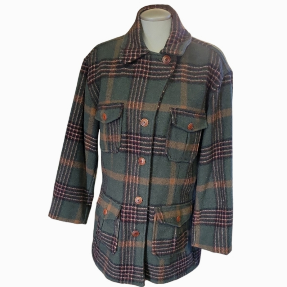 Vintage Wooolrich rugged outdoorwear wool or wool blend coat, green XL